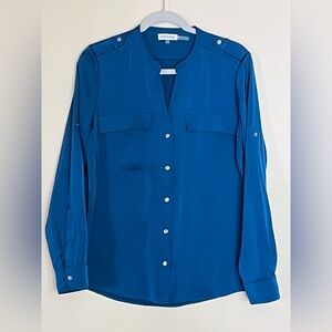 Calvin Klein Blouse Long Sleeve Teal size M